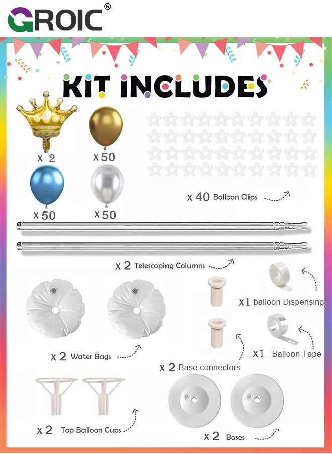 GROIC 2PCS Balloon Column Stand Kit Set,Ajustable Balloon Column Kits and 152 Pcs Balloons,Adjustable Metal Balloon Tower,Party Decoration,Balloon Centerpiece for Table and Balloon Column Stand for Floor - Image 4
