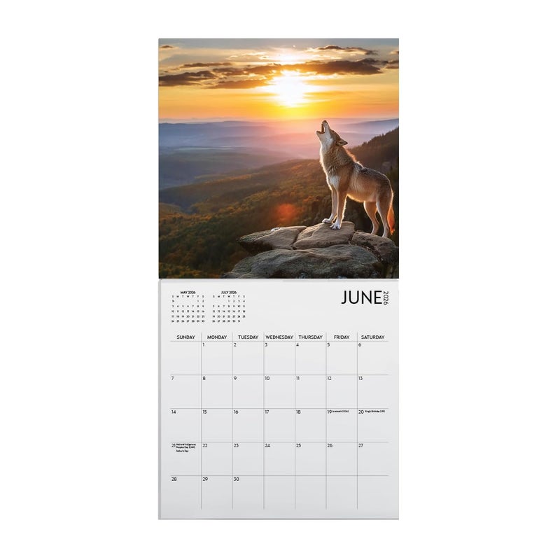 ARTICO Wolf Calendar 2026, Large 12 x 12 inch, Wolf Wall Calendar, Gift for Wolf Lovers, Cute Calendar for girls or boys - Image 3