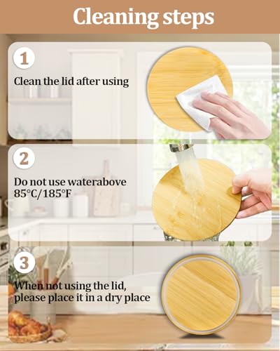TERESRY Replacement Wooden Lids for Pyrex, Anchor Hocking Glass Containers 7201-PC*2, Bamboo Lids for Pyrex 4Cup Glass Bowls, Bowl Covers with Leakproof Silicone Gasket 2 Pack - Image 5