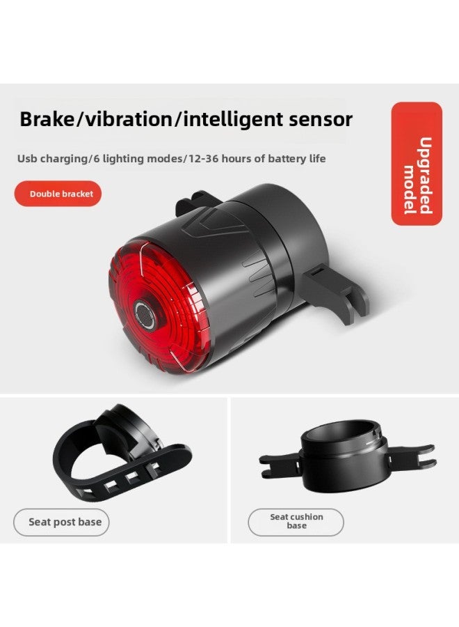 Loquat Strong Light Induction Bicycle Light Outdoor Night Riding Headlight Single Car Light Cycling Light TYPE-C Charging Digital Electric Display-Colour:Q11s Brake Sensor Tail Light (double Bracket) - Image 1