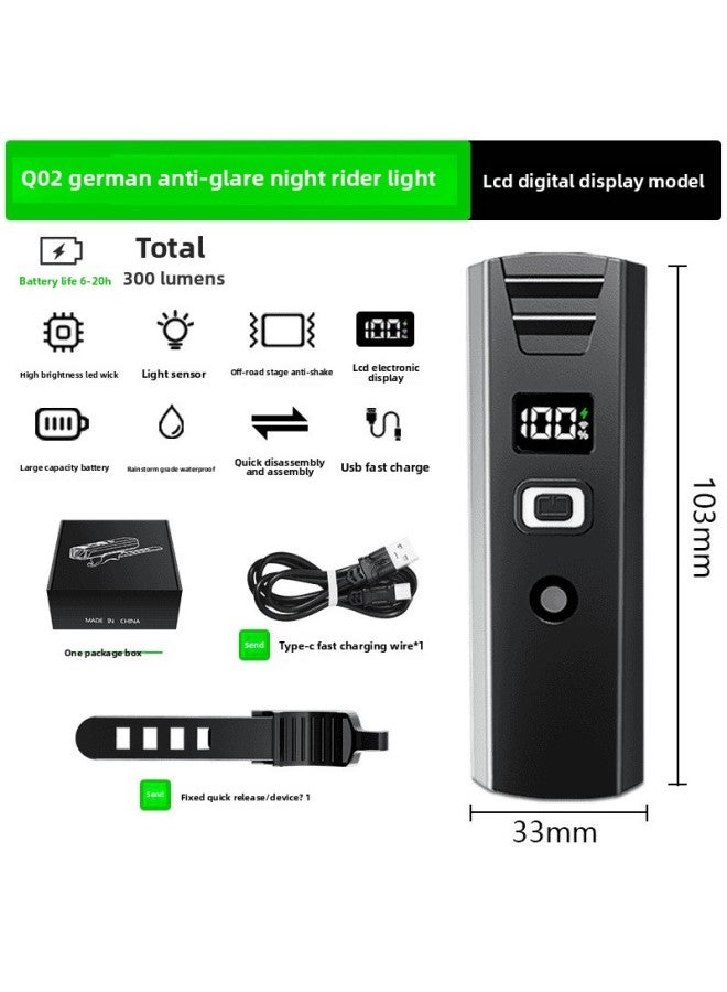 Loquat Strong Light Induction Bicycle Light Outdoor Night Riding Headlight Single Car Light Cycling Light TYPE-C Charging Digital Electric Display-Colour:Q11s Brake Sensor Tail Light (double Bracket) - Image 3