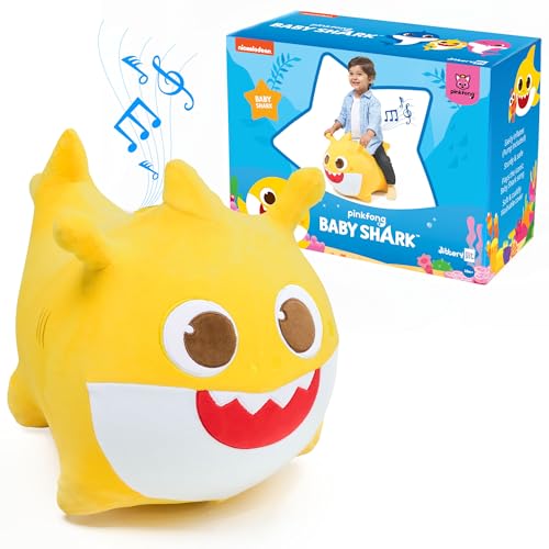JITTERYGIT Baby Shark Bouncy Hopper Musical Plush Toy for Kids and Toddlers Mommy Shark Pink - Image 1
