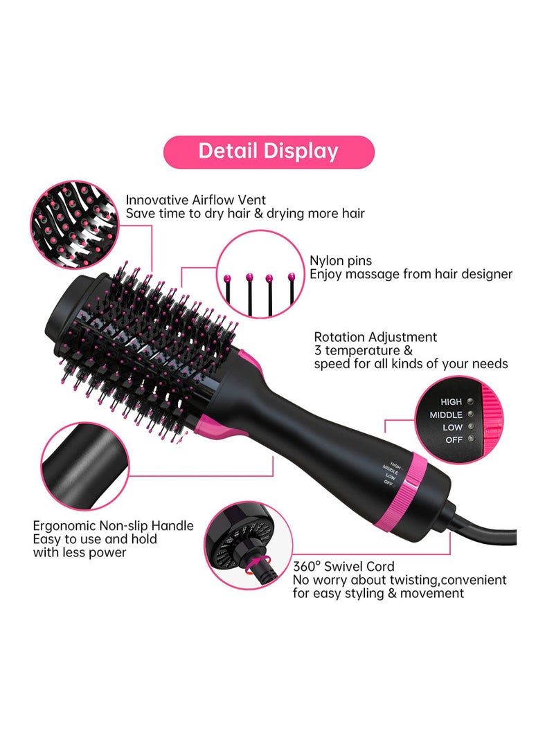 Hair Dryer Brush One-Step Blow Dryer Brush for Styling and Frizz Control Negative Ionic Hot Air Brush Volumizer Ceramic 4 in 1 Hair Dryer and Styler Volumizer with Negative Ion  - Image 5