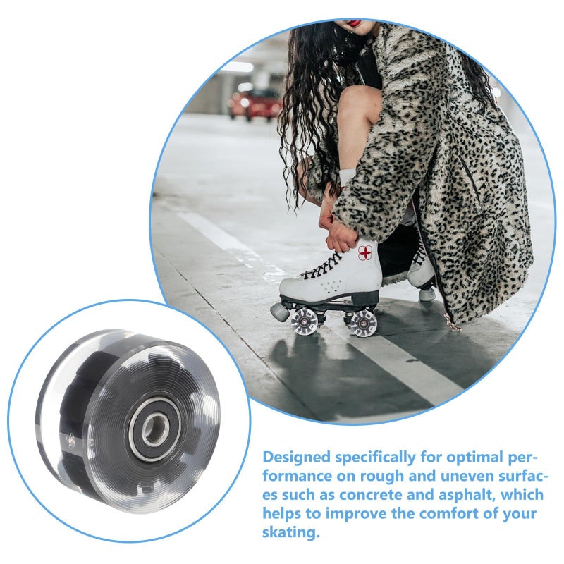 Glowing Roller Skate Wheels Double Row Pu Rubber Wear Resistant With Bearings 4Pcs - Image 4