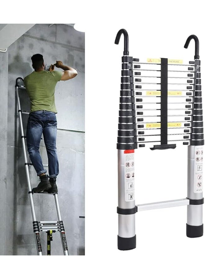 Portable Telescopic Aluminum Ladder – 4.4 m (14.4 ft) – With Removable Hook and Anti-Slip Rubber Feet – For Attic, Home, and Outdoor Use - Image 4