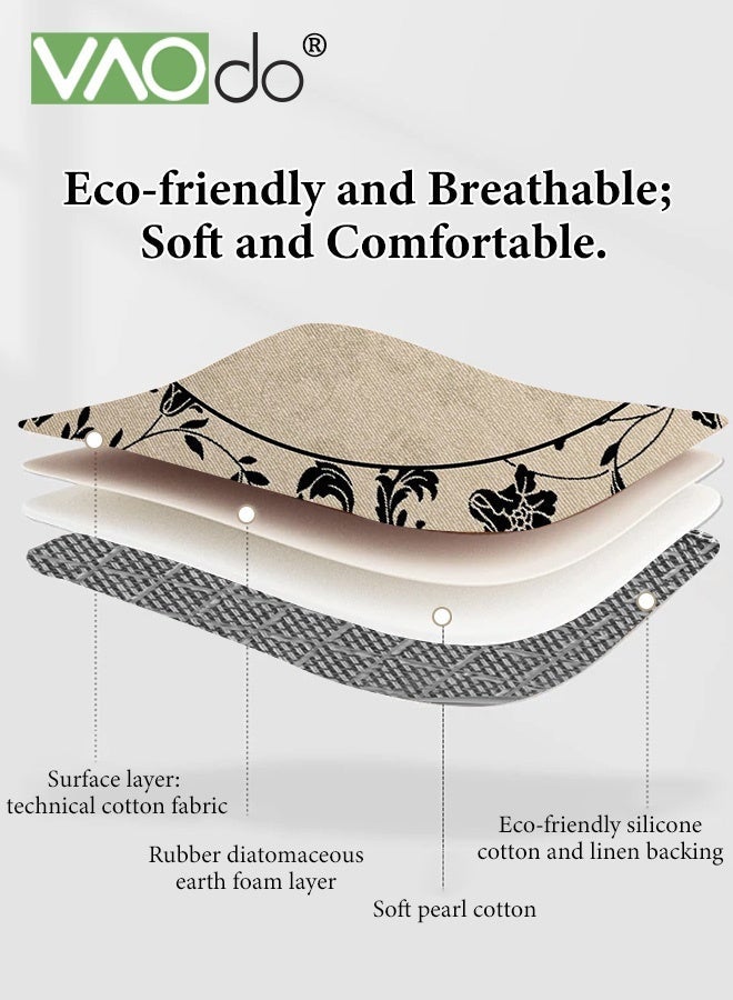 فاو دو سجادة كبيرة مستديرة، سجادة زخرفية ناعمة مانعة للانزلاق، سجادة دائرية قابلة للغسل ذات وبر قصير، سجادة بنمط رسم بالحبر عتيق لغرفة النوم وغرفة المعيشة وغرفة الملابس 120*120 سم - Image 3