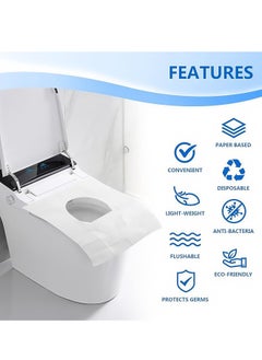 Generic 50 Pcs Flushable Disposable Toilet Seat Cover Set, Biodegradable Water-soluble Raw Wood Pulp, Toilet Seat Cover, White  - Image 3