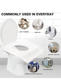 Generic 50 Pcs Flushable Disposable Toilet Seat Cover Set, Biodegradable Water-soluble Raw Wood Pulp, Toilet Seat Cover, White  - Image 2