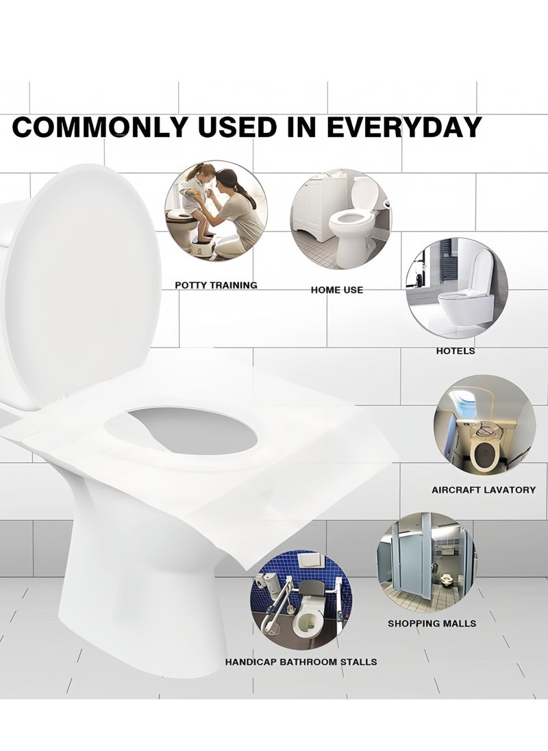 Generic 50 Pcs Flushable Disposable Toilet Seat Cover Set, Biodegradable Water-soluble Raw Wood Pulp, Toilet Seat Cover, White  - Image 2