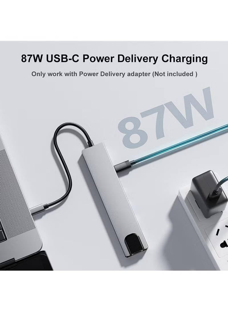 USB C Hub Ethernet HDMI 4K Adapter 8-in-1 Multiport Dock USB-C to RJ45 Ethernet USB 3.0 SD/TF Card Reader 87W PD Charging Port Dongle Compatible with MacBook Pro/Air and Type C Windows Laptop - Image 3