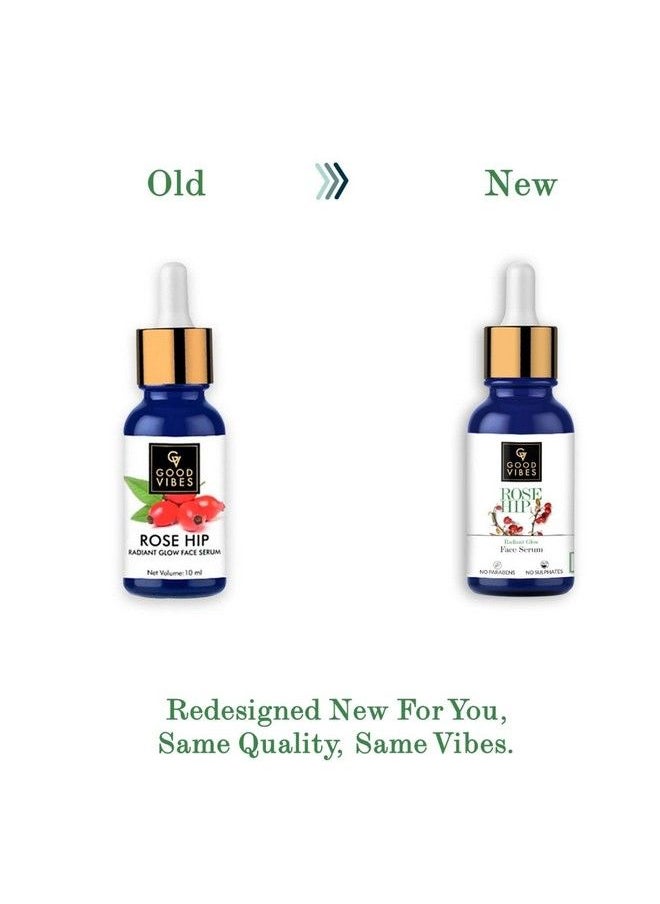Good Vibes Rose Hip Radiant Glow Face Serum 10 Ml Light Weight Non Greasy Moisturizing Anti Ageing Formula For All Skin Types Corrects Dark Spots Natural No Parabens & Sulphates No Animal Testing  - Image 3