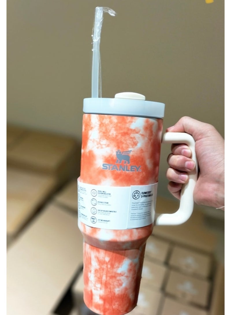 ستانلي مج ستانلي كوينشر ستانلس استيل مع الماصه 1200 مل ( برتقالي رخامي) - Image 3