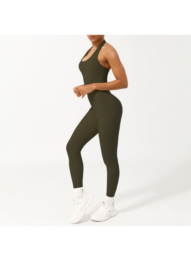 Summer New Hanging Neck Low Collar Tight Waist Suit Body Shaping Non-patchwork Hip European And American Jumbo With Chest Pad