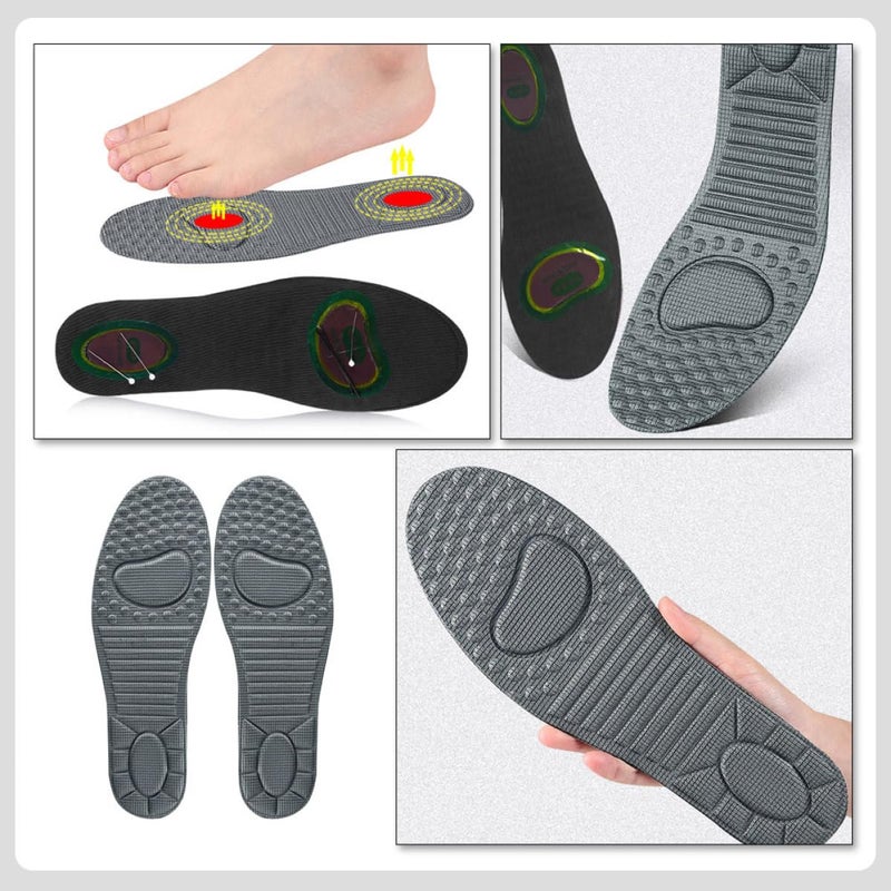 Breathable Sports Insoles Shock Absorption Massage Footbed Comfortable Inserts Men Women Size 37 39 Gray - Image 4