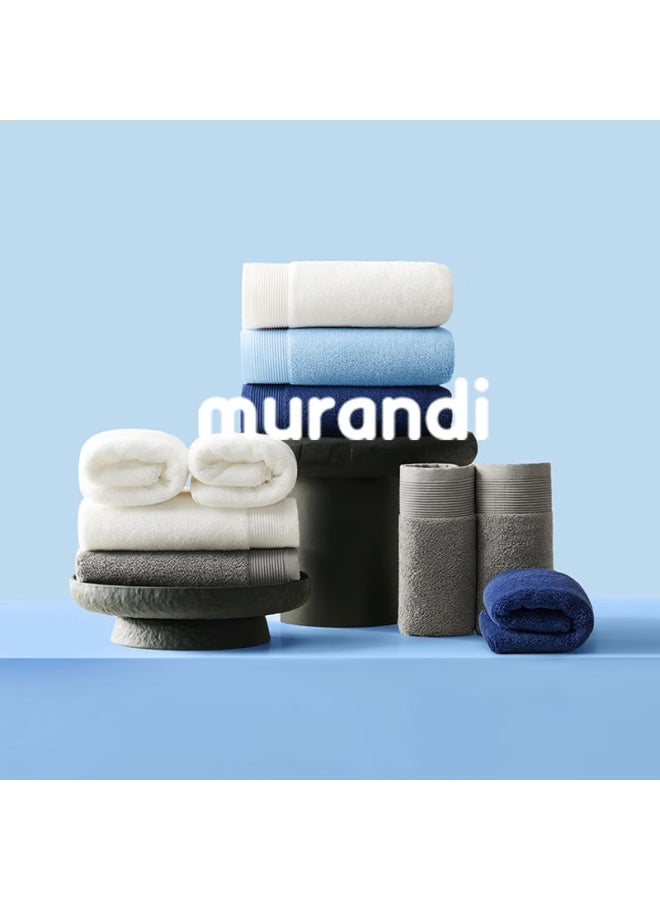 JD.com 138G Thickened Mulan Di Towel Avati Long-Staple Cotton 7A Antibacterial Pure Cotton Face Towel 2 Pieces Water Blue + Sky Gray - Image 1