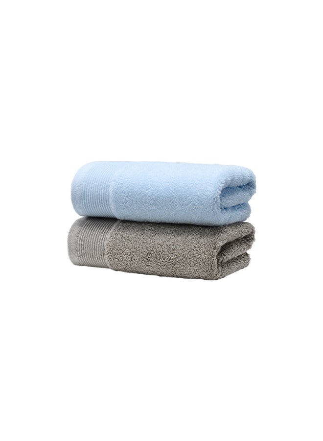 JD.com 138G Thickened Mulan Di Towel Avati Long-Staple Cotton 7A Antibacterial Pure Cotton Face Towel 2 Pieces Water Blue + Sky Gray - Image 4
