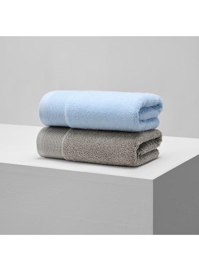 JD.com 138G Thickened Mulan Di Towel Avati Long-Staple Cotton 7A Antibacterial Pure Cotton Face Towel 2 Pieces Water Blue + Sky Gray - Image 3