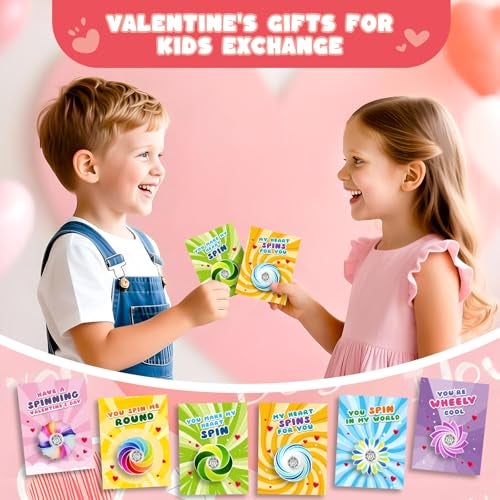 Letapapa 24Pack Valentines Day Cards For Kids with Fidget Spinner Toys Valentines Greeting Cards for Kids School Classroom Valentines Gifts Exchange Valentines Party Favors Prizes for Boys Girls - Image 5