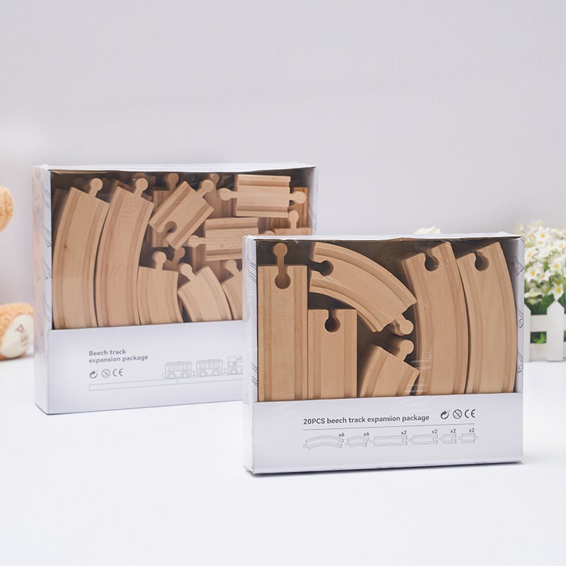 Children'S Wooden Electric Train Track Assembly Building Blocks Diy Accessories Track Expansion Compatible With Thomas Train - Image 2