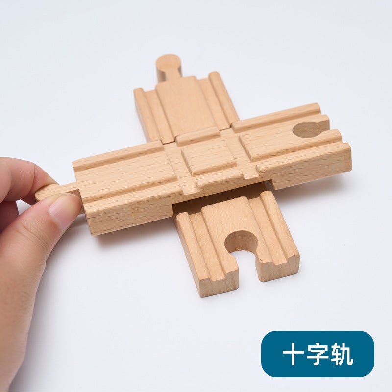 Children'S Wooden Electric Train Track Assembly Building Blocks Diy Accessories Track Expansion Compatible With Thomas Train - Image 5