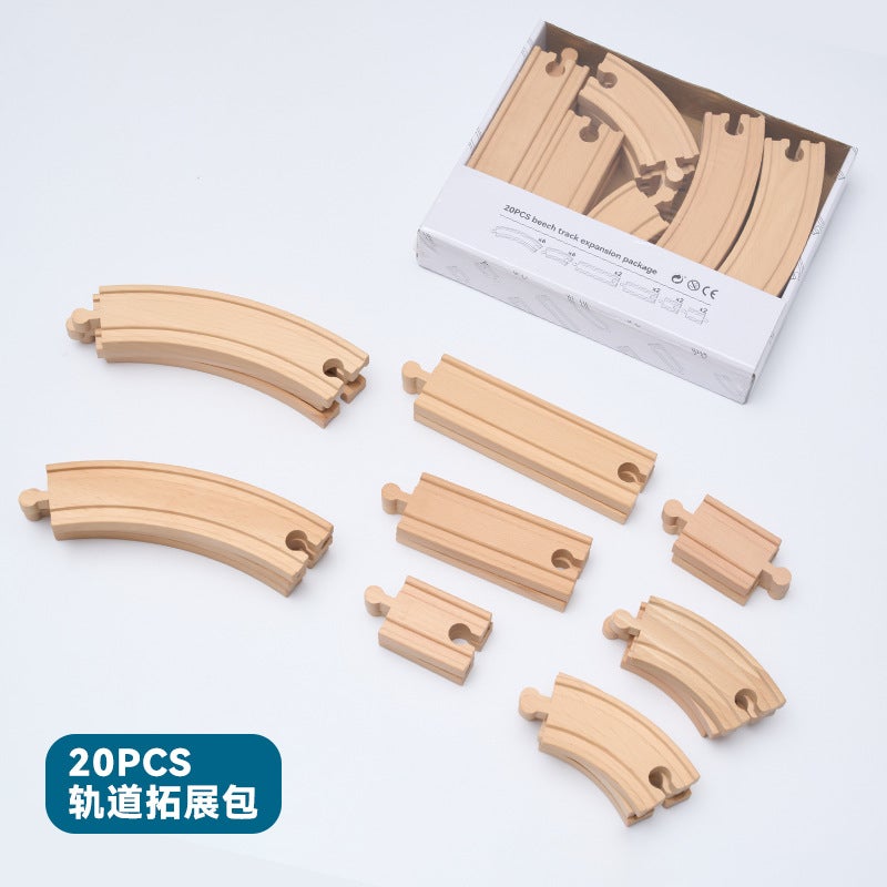 Children'S Wooden Electric Train Track Assembly Building Blocks Diy Accessories Track Expansion Compatible With Thomas Train - Image 4
