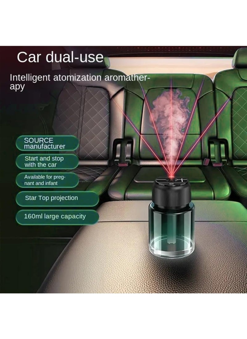 Generic - Car Fragrance Essential Oil Diffuser with Star Projection – Green Mini USB Aromatherapy Humidifier for Car, Home, Office & Bedroom | Cool Mist, Relaxing Atmosphere & Air Purification 160 ml - Image 1