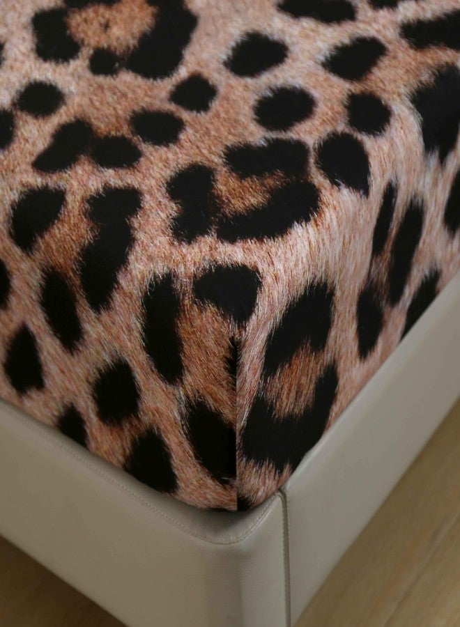 SDY 3PCS Cheetah Fitted Sheet Queen，Leopard Sheet Queen Set Deep Pockets for Kids Children Women Bedroom Decor,Easy Care Include 1 fittedsheet+ 2pillowcases（no Velvet, just Velvet Look） - Image 4