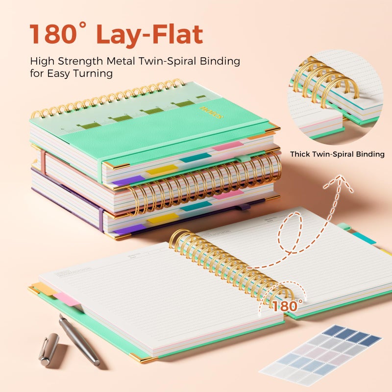 XYark Line Hardcover Spiral Notebook with Removable Dividers Tabs & Ruler, 5 Subject Notebook College Ruled, 300 Page, Large 8"x10" B5 Notebooks for Work School, Lined Journal for Women & Men, Blue - Image 3