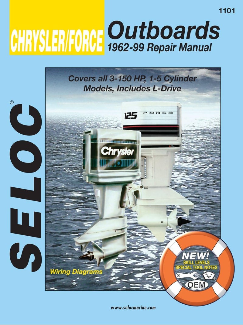 International Seloc Manual 18-01101 Chrysler/Force Outboards Repair 1962-1999 3-150 HP 1-5 Cylinder Model Includes L-Drives