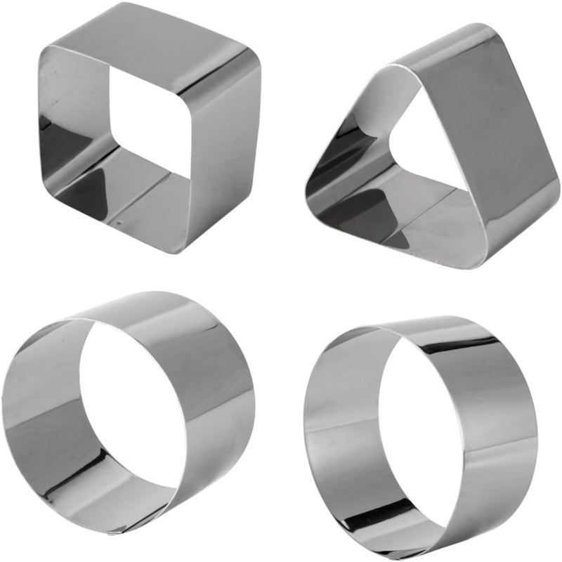 IMIKEYA 4pcs Stainless Steel Mousse Ring Molds Set with Small Large, Square, Triangle Shapes for Cake and Cookie Baking Tools, Sturdy Bakeware for Home Kitchen Use - Image 1