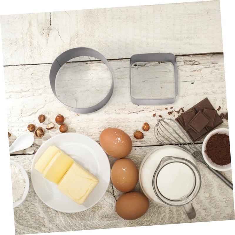 IMIKEYA 4pcs Stainless Steel Mousse Ring Molds Set with Small Large, Square, Triangle Shapes for Cake and Cookie Baking Tools, Sturdy Bakeware for Home Kitchen Use - Image 3