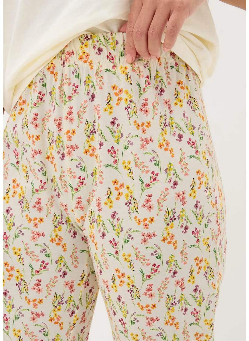 Matalan Cream Floral Print Pyjama Bottoms