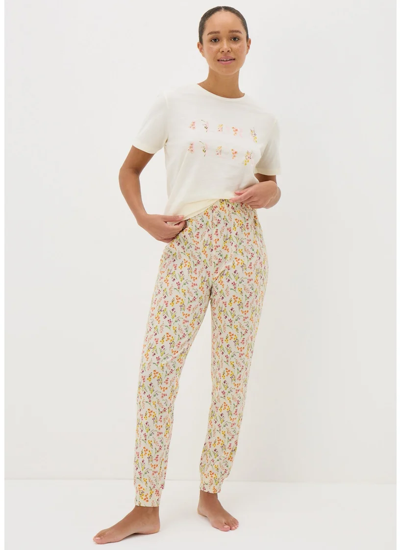 Matalan Cream Floral Print Pyjama Bottoms