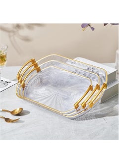 Generic 3 in 1 Acrylic Serving/Decorative Tray with Gold handle, Fruit/Dessert/Drinks/Coffee/Tea Display tray. Transparent,Durable and Beautiful Tray for kitchen,Home,Hotel and Bar (Rectangular)  - Image 4