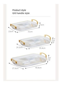 Generic 3 in 1 Acrylic Serving/Decorative Tray with Gold handle, Fruit/Dessert/Drinks/Coffee/Tea Display tray. Transparent,Durable and Beautiful Tray for kitchen,Home,Hotel and Bar (Rectangular)  - Image 5