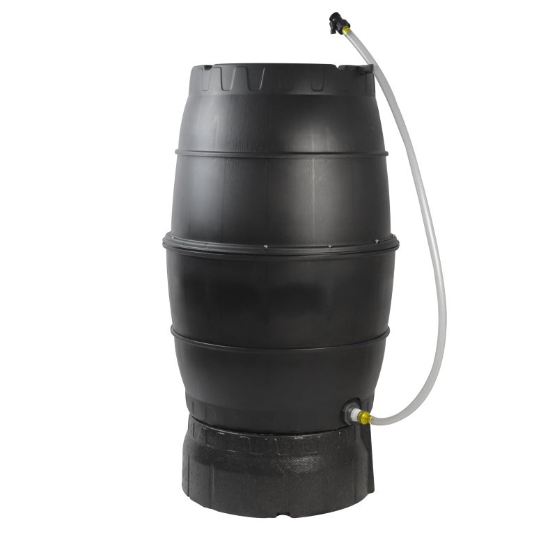 SQUEEZE master 50 Gallon Rainwater Collection Barrel with StandBPA Free Home Rain Catcher with Outlet HoseFlatback Designed Water Storage Collection Barrel for Gardens and Plants