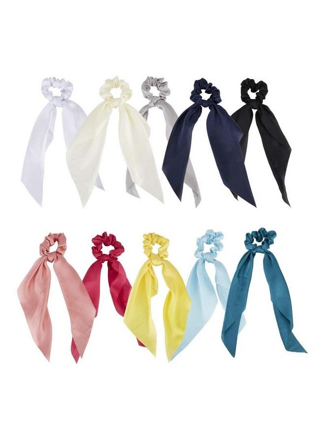 Blubby 6 Pcs Chiffon Floral Hair Scarf Scrunchies - Fashionable Ponytail Holders for Women & Girls with Ribbon Tails - Versatile Hair Ties for Various Occasions - Image 1