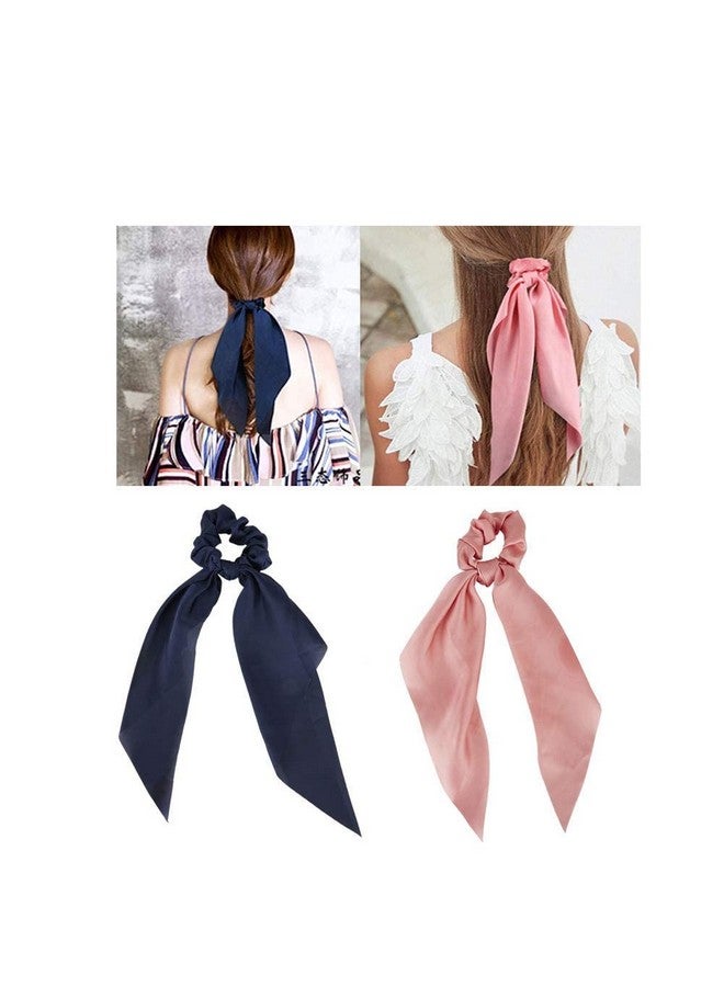 Blubby 6 Pcs Chiffon Floral Hair Scarf Scrunchies - Fashionable Ponytail Holders for Women & Girls with Ribbon Tails - Versatile Hair Ties for Various Occasions - Image 2