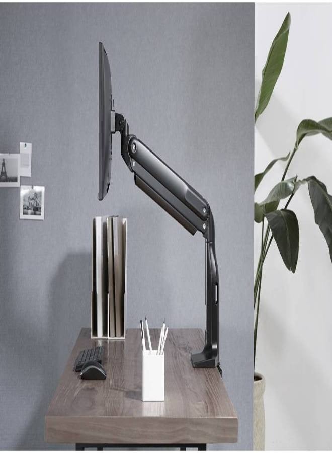 Counterbalance Monitor Arm, Fits 17"-43" Flat & Curved Monitors, Adjustable Gas Spring, Detachable VESA Plate, Flexible Tilt, Pivot, and Swivel, 2xUSB 3.0 Port, Black | SH43 C011U