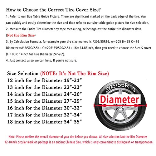 Moonet 34-35 inch Spare Tire Cover Thickening Leather Universal Fit for Jeep, Trailer, RV, SUV, Truck, Tough Tire Wheel Soft Cover (Fits Entire Tire Diameters 34"-35") - Image 3