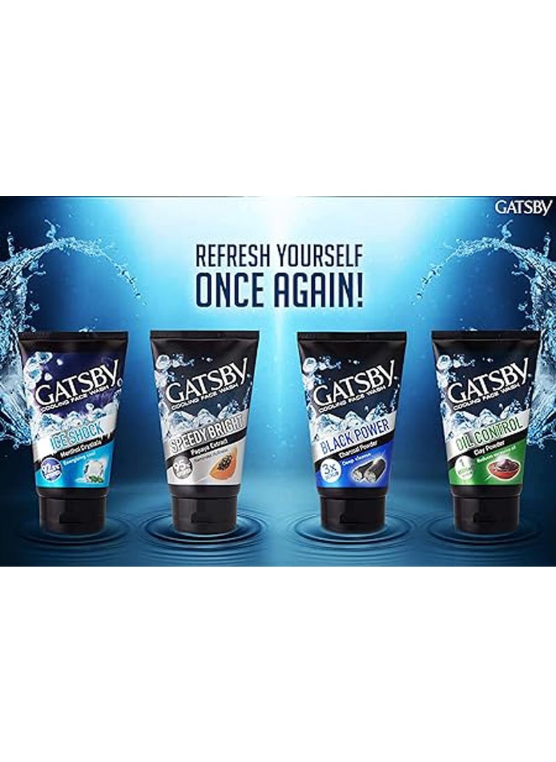 GATSBY Gatsby Japan Cooling Face Wash Perfect Clean 50gm Set of 3 for men Contains Charcoal Powder Deep Cleanses Powered With 3X Scrub  - Image 5