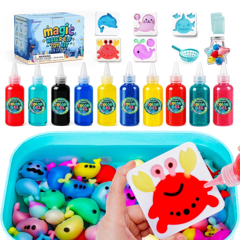 Teexpert Magic Water Elf Toy Kit Art and Crafts for Kids Girls Boys Ages 3 4 5 6 7 8 9 10 11 12 DIY Craft Toy Birthday to Make Aqua Fairy Squishy Water Pets - Image 2