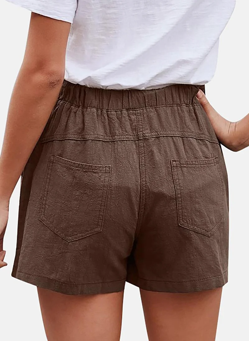 YUNIQEE Khaki Mid Rise Soild Slim Fit Shorts