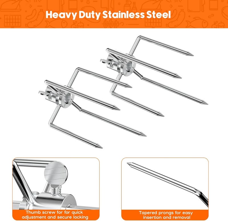 Skyflame Heavy Duty Stainless Steel Rotisserie Meat Forks - Fits 1/2-Inch and 3/8-Inch Hexagon & 3/8-Inch and 5/16-Inch Square Spit Rods - Image 4