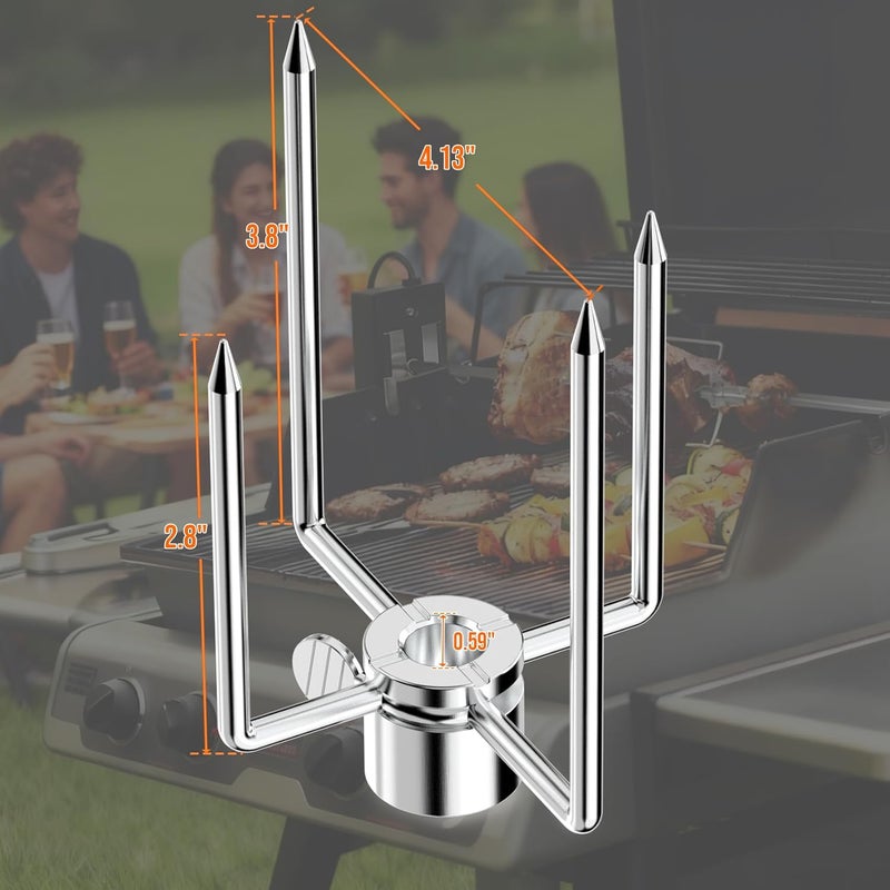 Skyflame Heavy Duty Stainless Steel Rotisserie Meat Forks - Fits 1/2-Inch and 3/8-Inch Hexagon & 3/8-Inch and 5/16-Inch Square Spit Rods - Image 2