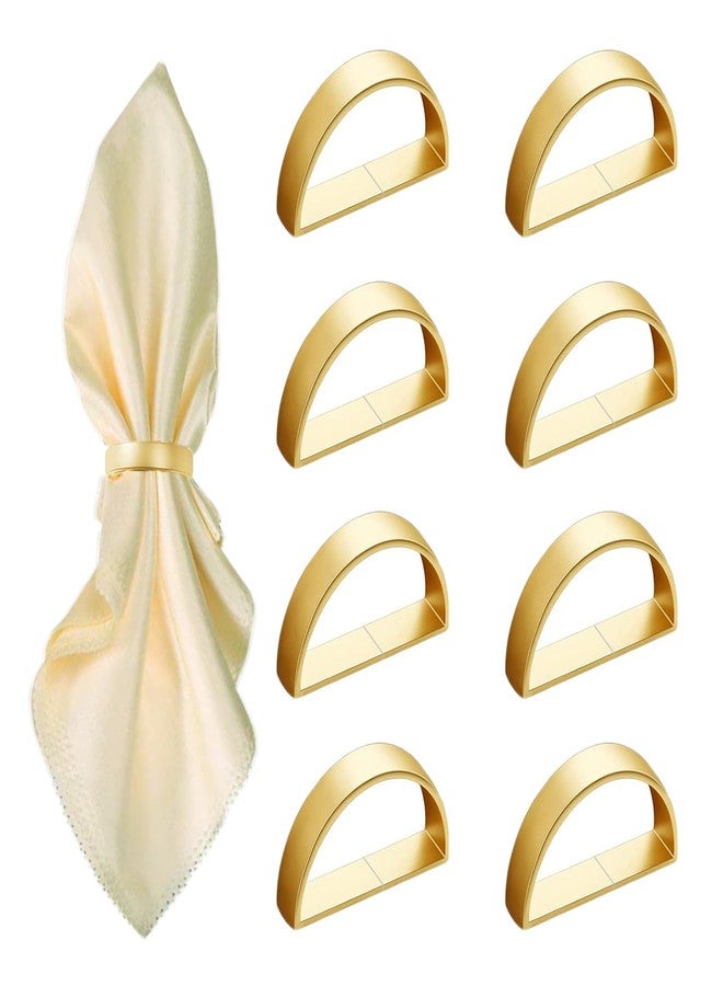 GERILKAI 8 Pcs Matt Gold Napkin Rings - Metal Napkin Ring,Stainless Steel Napkin Rings for Table Settings Wedding Christmas Party Dinner Table(Semicircle) - Image 1