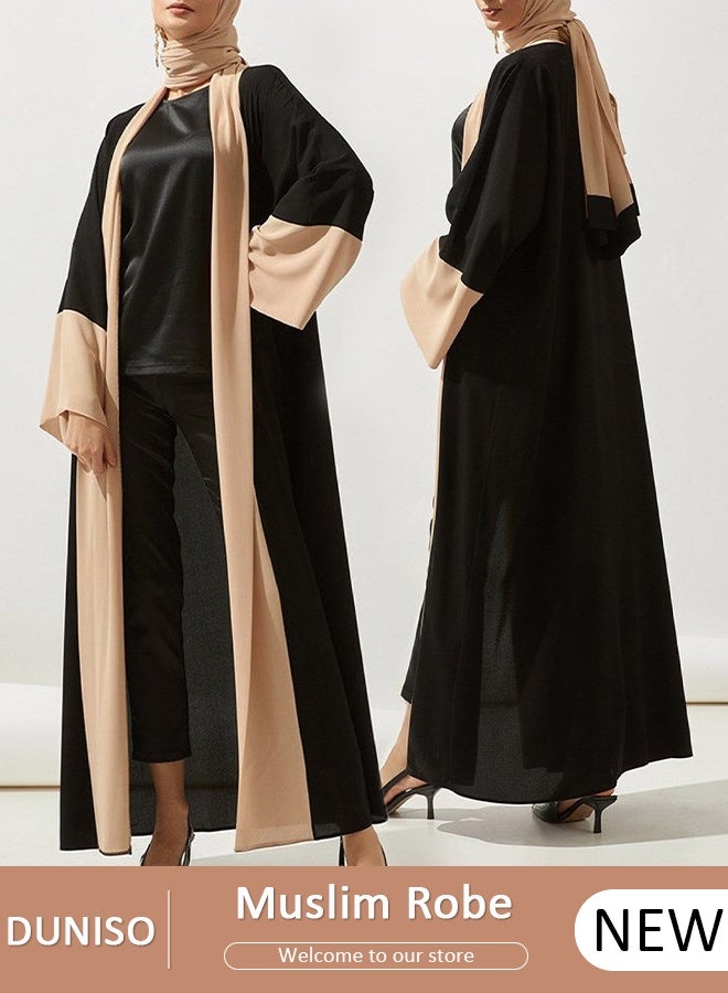 DUNISO Women's Chiffon Abaya Muslim Prayer Clothes Islamic Maxi Kaftan Elegant Loose Cardigan Islamic Kaftan - Image 1