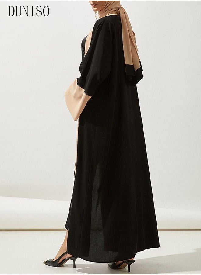DUNISO - Women's Chiffon Abaya Muslim Prayer Clothes Islamic Maxi Kaftan Elegant Loose Cardigan Islamic Kaftan - Image 1