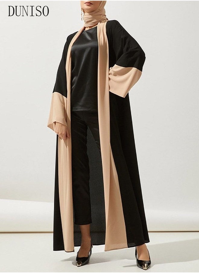 DUNISO - Women's Chiffon Abaya Muslim Prayer Clothes Islamic Maxi Kaftan Elegant Loose Cardigan Islamic Kaftan - Image 1