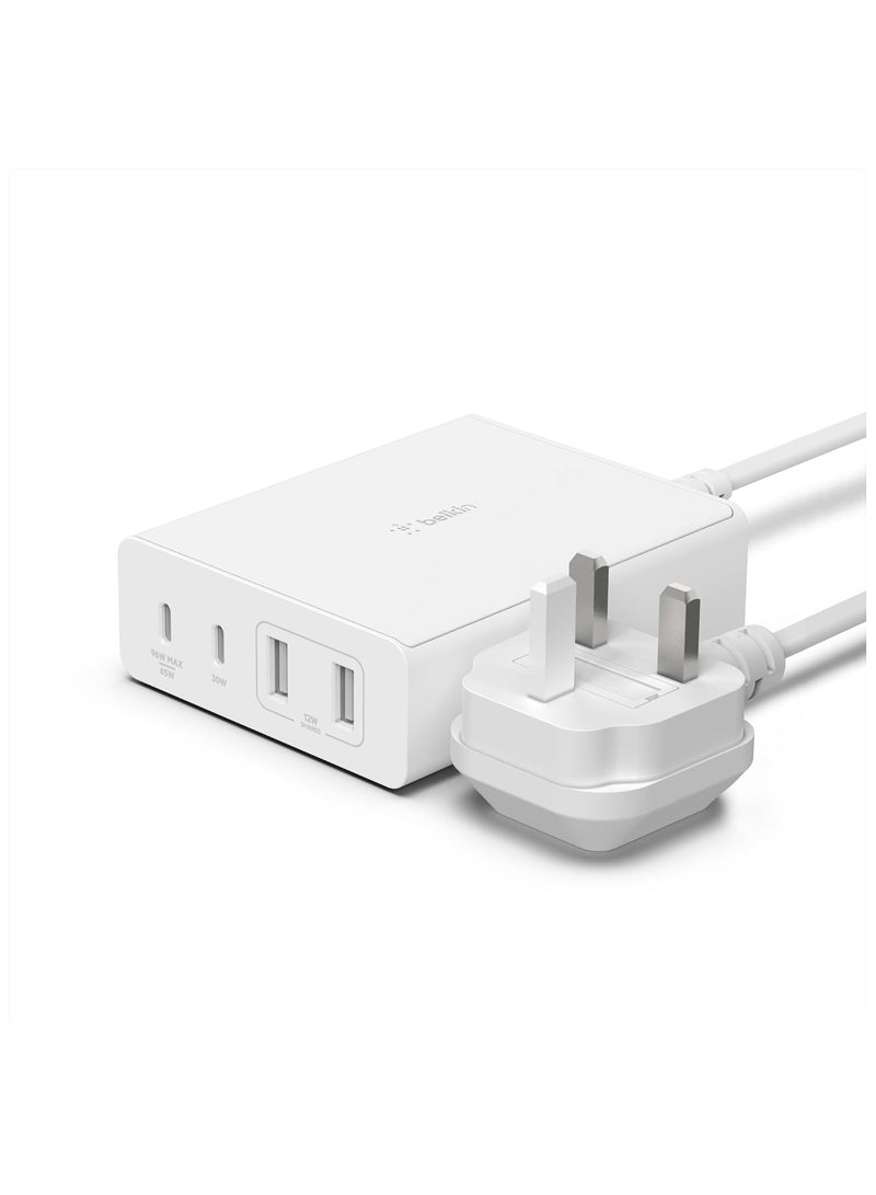 Belkin 108W GaN USB Charging Station for Multiple Devices, 2 USB Type C and 2 USB A Fast Desktop Charger Dock Hub for MacBook, Pro, Air, iPhone, Plus, Pro, Max, iPad, Samsung Galaxy, Pixel and More  - Image 1